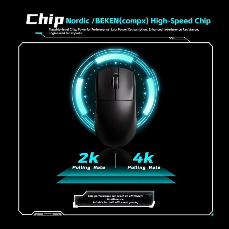 VXE професионална геймърска мишка Wireless Gaming Mouse Dragonfly R1 SE+ - Huano Blue Glow V2, Black
