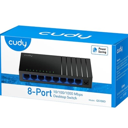 Cudy GS108D 8-Port Gigabit Desktop  Switch, 8 10/100/1000M RJ45 Ports, Desktop Plastic Case