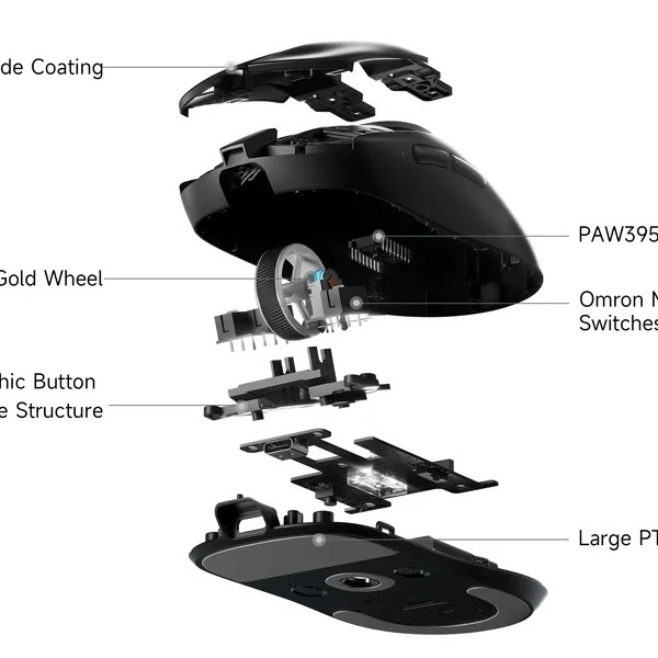 MCHOSE професионална геймърска мишка A7 V2 Ultra White - Wireless Gaming Mouse - Dual 8K, Omron Mechanical