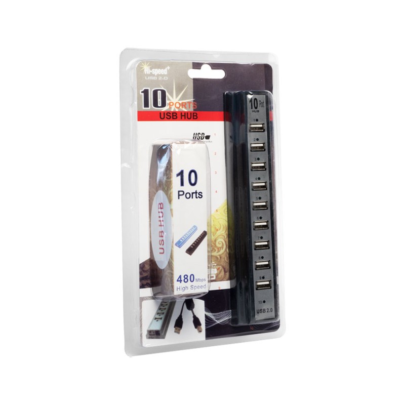 USB хъб No Brand, USB 2.0, 10 Порта, Различни цветове - 12061