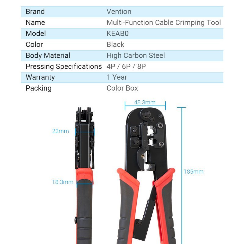 Vention Клещи за кримпване Multi-Fuction Crimping Tool - KEAB0