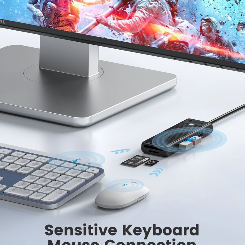 Orico хъб USB3.0 HUB - 3 x USB3.0, SD, TF - PAPW3AT-U3-015-BK