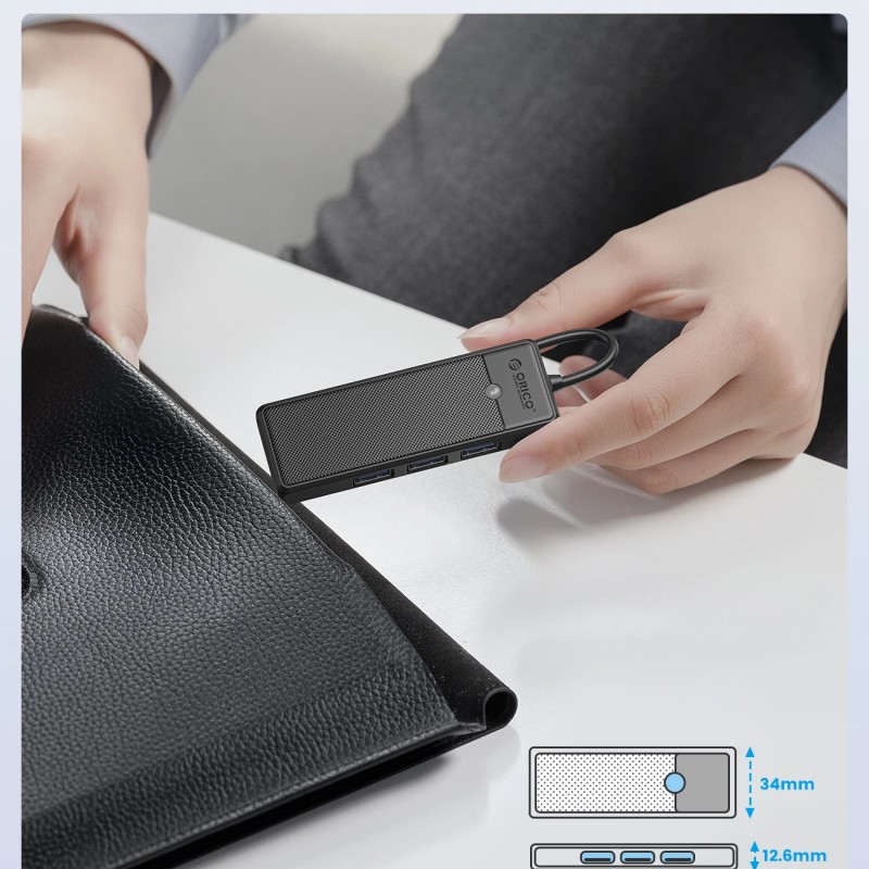 Orico хъб USB3.0 HUB - 3 x USB3.0, SD, TF - PAPW3AT-U3-015-BK