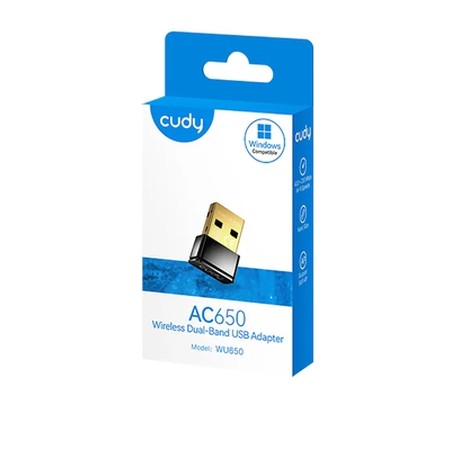 Cudy WU650 Wi-Fi Mini USB Adapter AC650 650Mbps Wi-Fi USB Adapter, Mini Size, 433Mbps at 5GHz + 200Mbps at 2.4GHz, Nano Size, USB 2.0