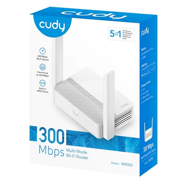 Cudy WR300 Wi-Fi Router N300 300Mbps at 2.4GHz 4 x 10/100Mbps Ports