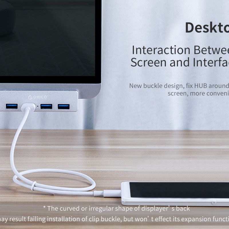 Orico хъб USB 3.0 HUB Clip Type 4 port - Aluminum - MH4PU-SV