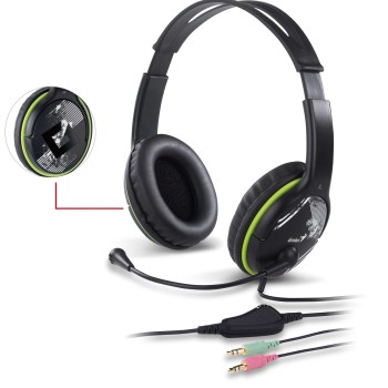 Genius слушалки с микрофон Headset HS-400A - 3.5 mm, Mic, Black/Green