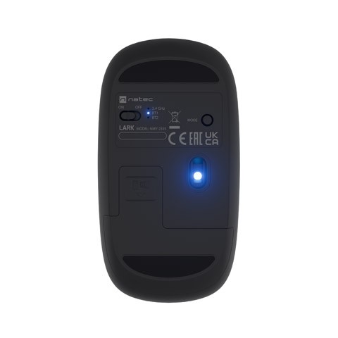 Natec Mouse Lark Wireless, 4000DPI BT 5.0 Silent Blue Sense Grey