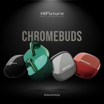 HiFuture ChromeBuds Green, Metallic Charge Case, 4 MICS ENC, Wireless 5.4, Up to 6 Hours Battery Life by one charge, IPX5, Ultra Bass, Up to 30 Hours Battery Life Combined