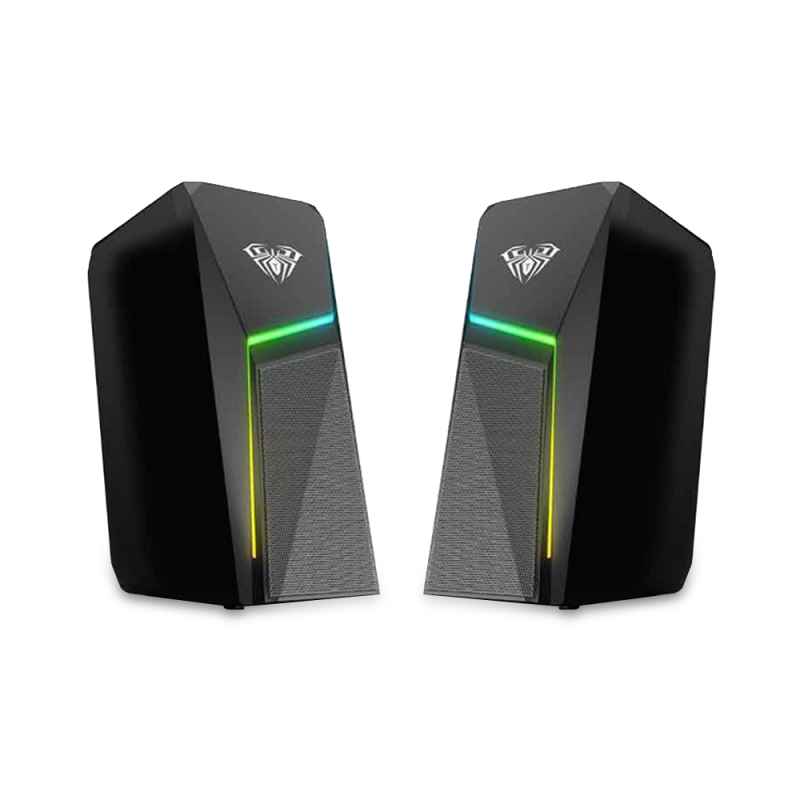 Тонколони Aula N-521, 2x3W, USB, RGB, Черен - 22181