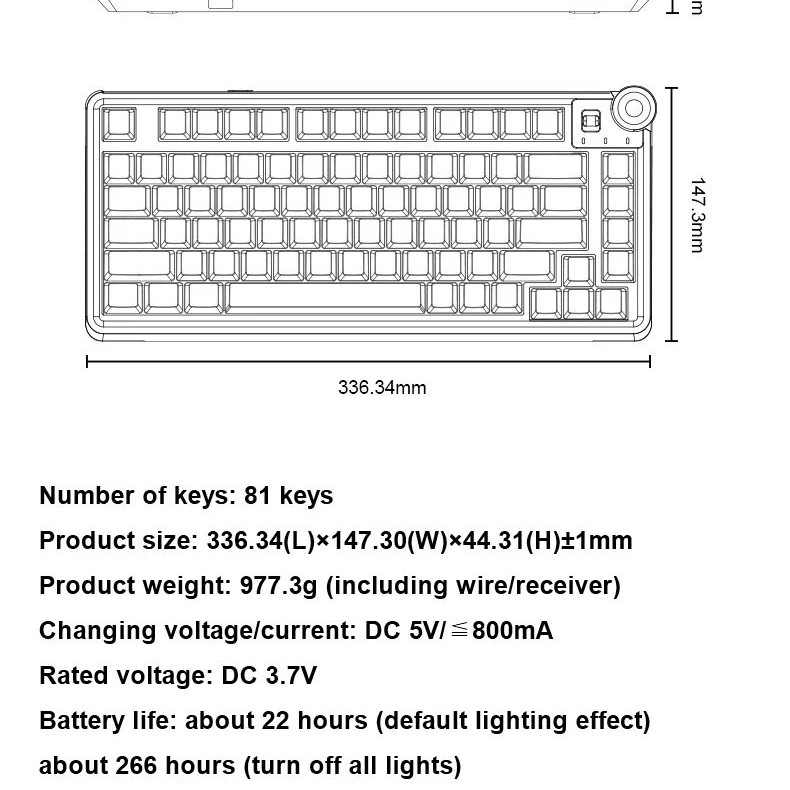 Aula геймърска механична клавиатура Wireless Gaming Mechanical Keyboard AU75 - Bloomfield Switch [Linear] (English US), Turmeric yellow