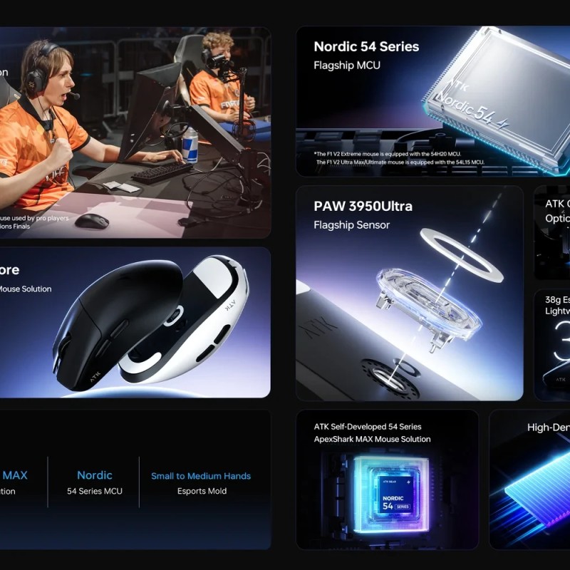 ATK професионална геймърска мишка Wireless Gaming Mouse F1 Ultimate 2.0 - 8K, Black