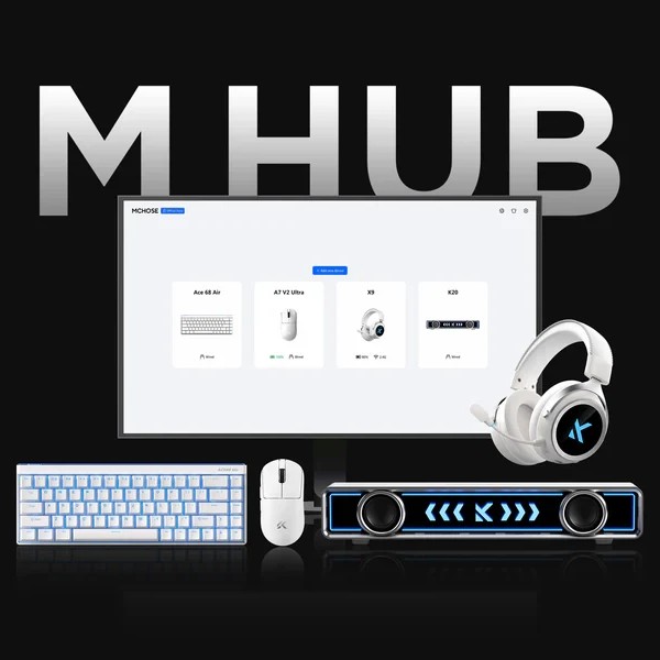 MCHOSE професионална геймърска мишка A7 V2 Ultra White - Wireless Gaming Mouse - Dual 8K, Omron Mechanical
