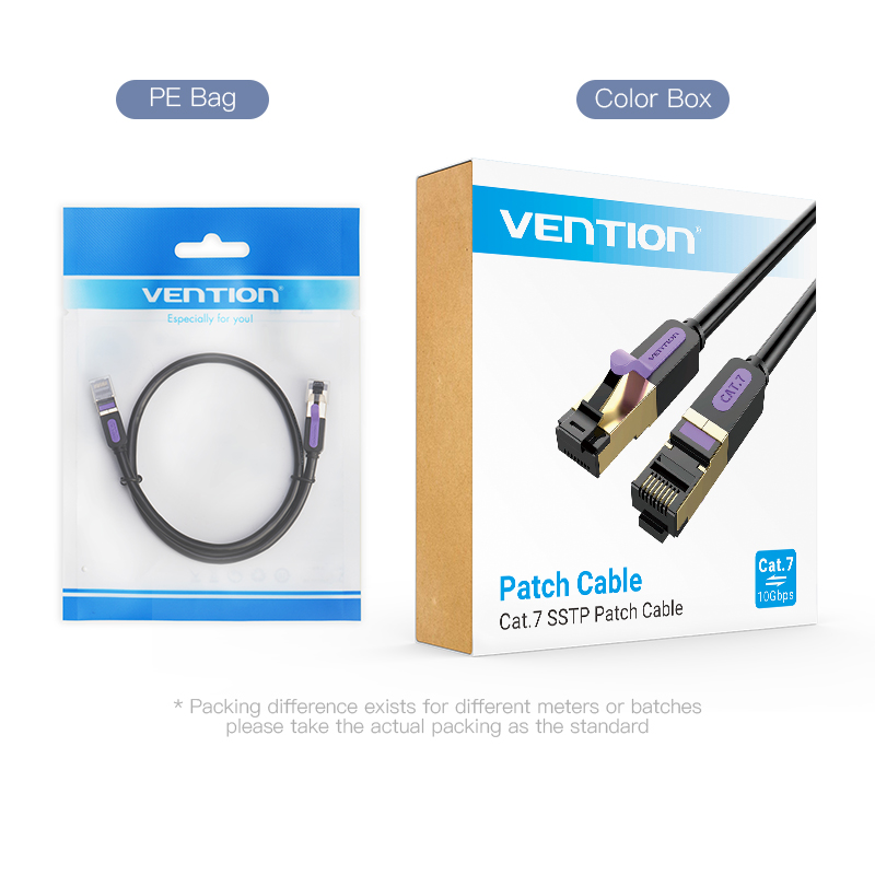 Vention Кабел LAN SSTP Cat.7 Patch Cable - 0.5M Black 10Gbps - ICDBD