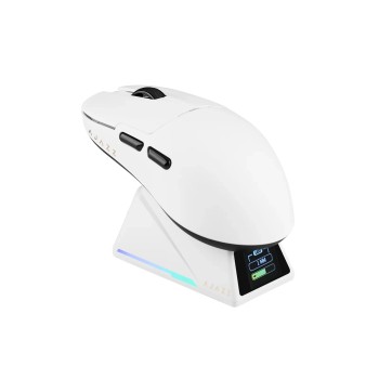 Ajazz професионална геймърска мишка AJ159 APEX - Wireless Gaming Mouse - 8K, Magnetic Charging Dock, White