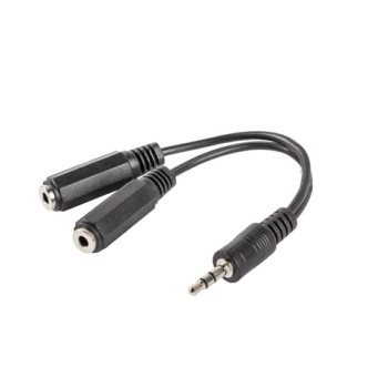 Lanberg adapter jack stereo (M) -> jack stereo (F) X2 10cm, black