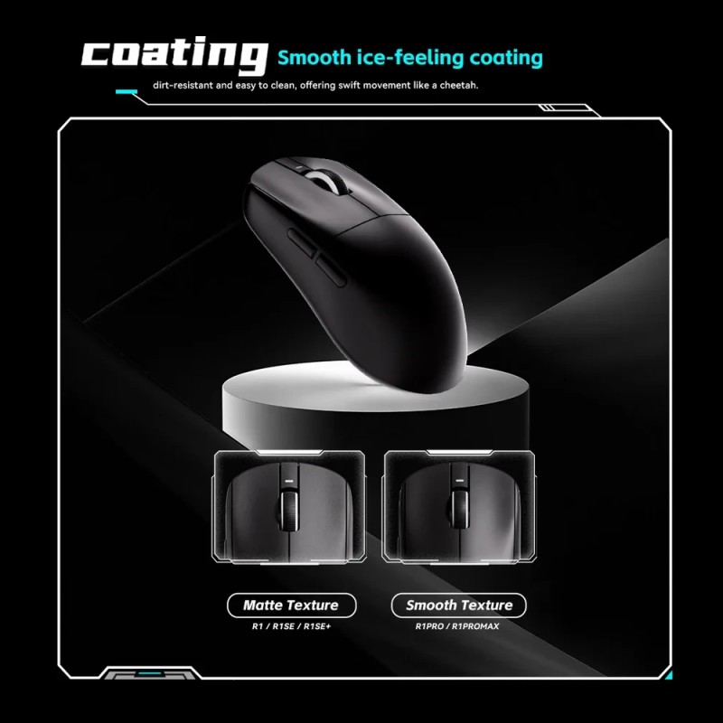 VXE професионална геймърска мишка Wireless Gaming Mouse Dragonfly R1 SE+ - Huano Blue Glow V2, Black