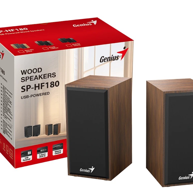 Genius тонколони Speakers 2.0 - SP-HF180 - 6W, USB, Wood