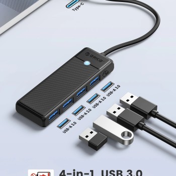 Orico хъб USB3.1 HUB Type-C - 4 x USB3.0 - PAPW4A-C3-015-BK