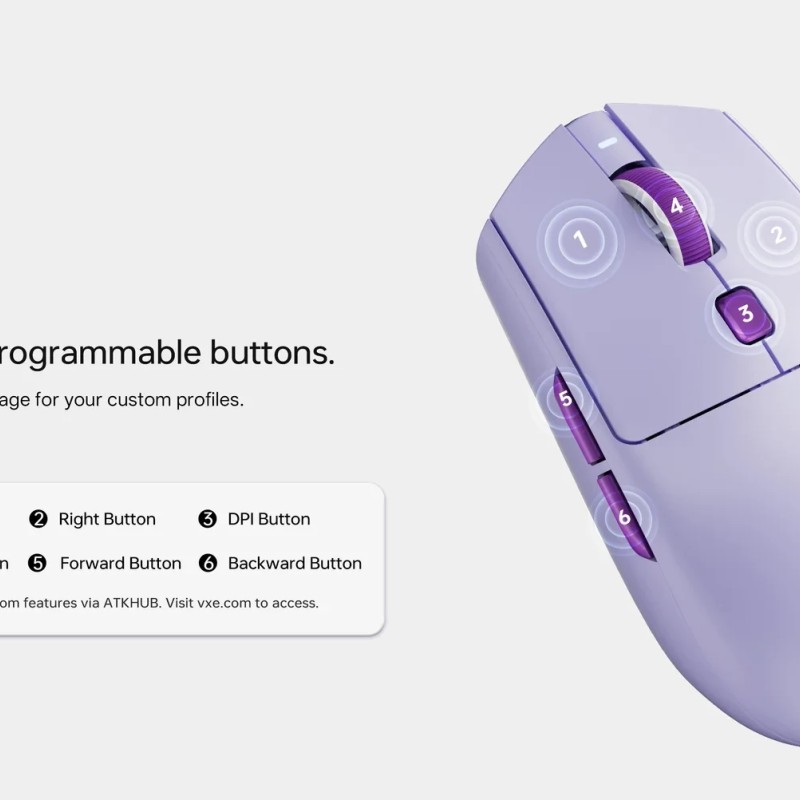 VXE професионална геймърска мишка Wireless Gaming Mouse Dragonfly V3 PRO - Huano Blue Glow V2, White