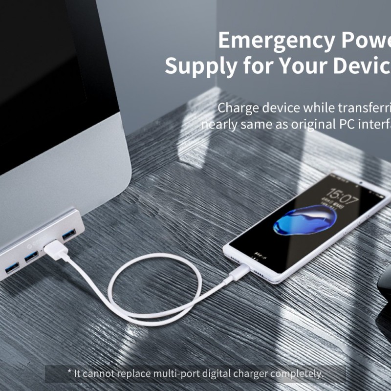 Orico хъб USB 3.0 HUB Clip Type 4 port - Aluminum - MH4PU-SV