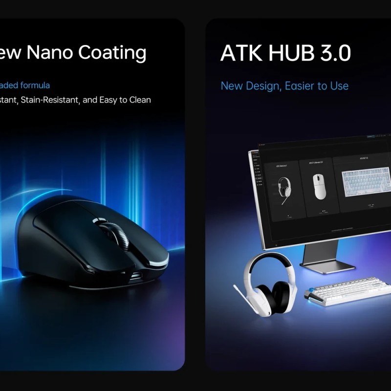 ATK професионална геймърска мишка Wireless Gaming Mouse F1 Ultimate 2.0 - 8K, Black