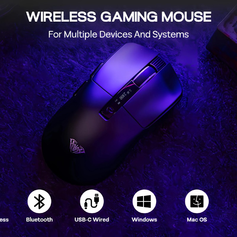 Aula професионална геймърска мишка Wireless Gaming Mouse SC590 PRO - Smart Display, Black