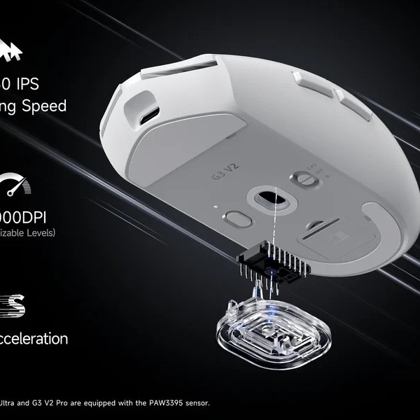 MCHOSE професионална геймърска мишка G3 V2 White - Wireless Gaming Mouse - 1K, Omron Mechanical