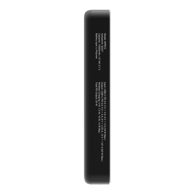 Verbatim Charge 'n' Go Essentials Power Bank Magnetic Wireless 10000mAh Black