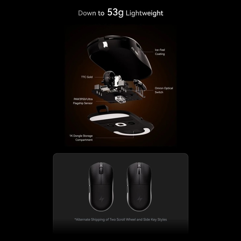 ATK професионална геймърска мишка Wireless Gaming Mouse A9 2.0 Tri-mode Nearlink - 1K, White