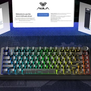 Aula геймърска механична клавиатура Wireless Gaming Mechanical Keyboard F75HE - Black King Magnetic Switch [Linear] (English US), Black, Gray