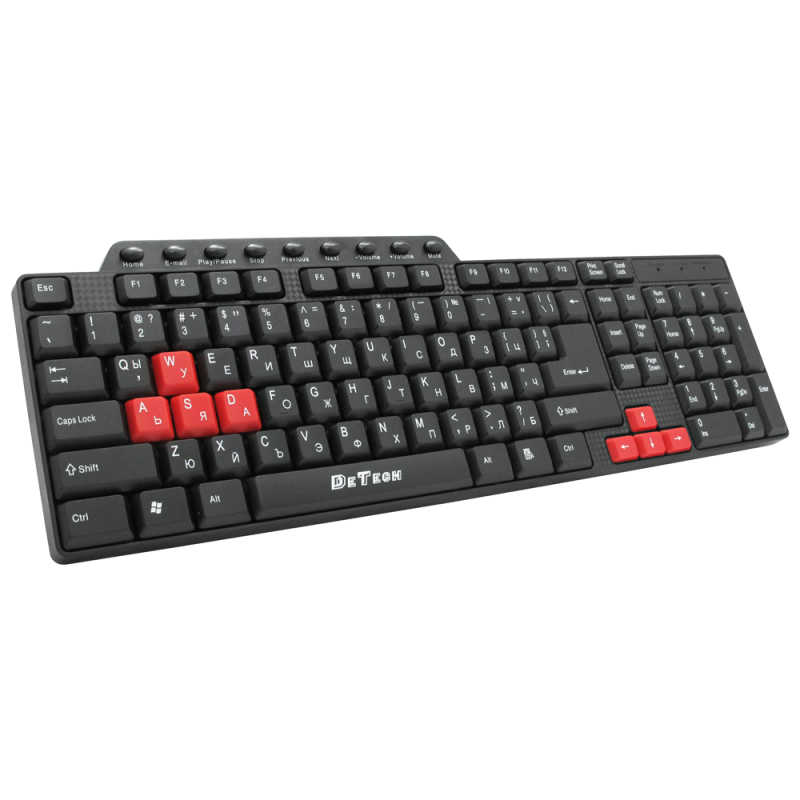 Мултимедийна клавиатура DeTech DE6085, USB, Кирилизирана, Черен - 6085