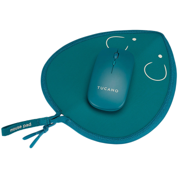 TUCANO TOPO Mouse Pad with Wireless Mouse, Petrol Blue