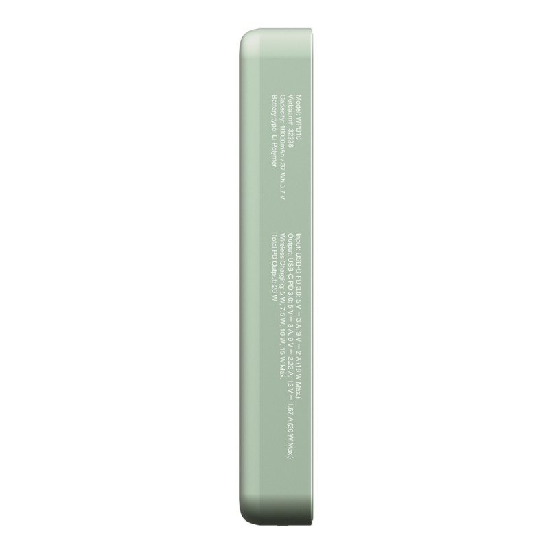 Verbatim Charge 'n' Go Essentials Power Bank Magnetic Wireless 10000mAh Green