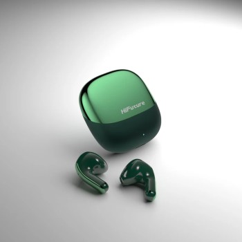 HiFuture ChromeBuds Green, Metallic Charge Case, 4 MICS ENC, Wireless 5.4, Up to 6 Hours Battery Life by one charge, IPX5, Ultra Bass, Up to 30 Hours Battery Life Combined