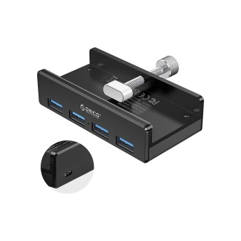Orico хъб USB 3.0 HUB Clip Type 4 port - aux Micro-USB power input, Black - MH4PU-P-BK