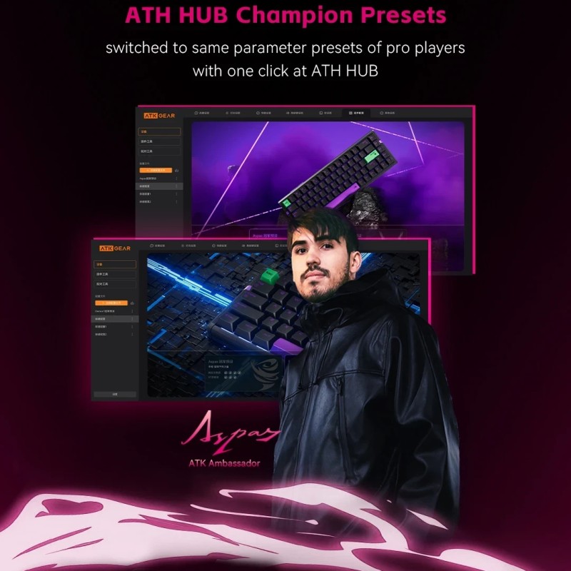 ATK професионална геймърска механична клавиатура Professional Gaming Mechanical Keyboard RS6 Ultra - 8K, TTC RGB Magneto [Linear] - Night Hunter